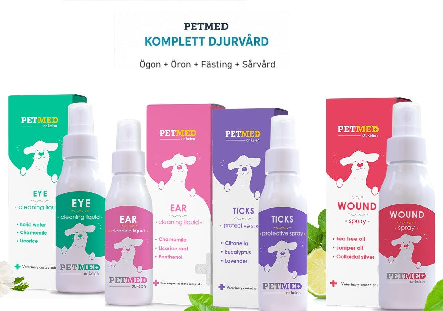 Petmed Komplett Djurvård Pack – Ögon + Öron + Fästing + Sårvård